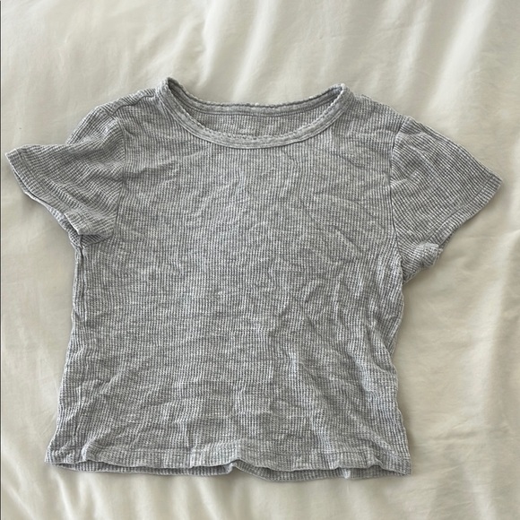 Aerie Ribbed Gray Baby Tee - Picture 1 of 2